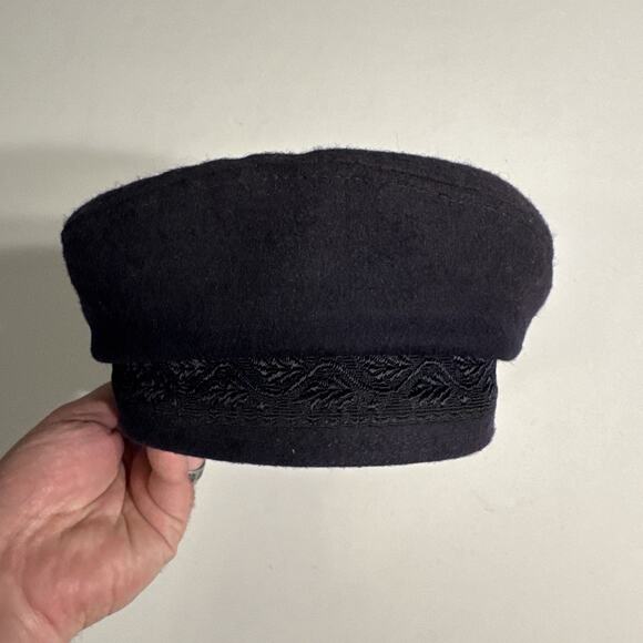 Vintage Aegean Greek Fisherman's Black Wool Hat 58cm 7 1/4 made in Greece - Picture 5 of 9